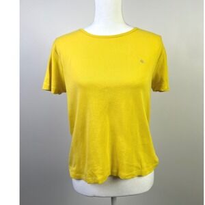 Lauren Ralph Lauren Cotton T-Shirt Casual Everyday Minimalist Top Yellow Size S